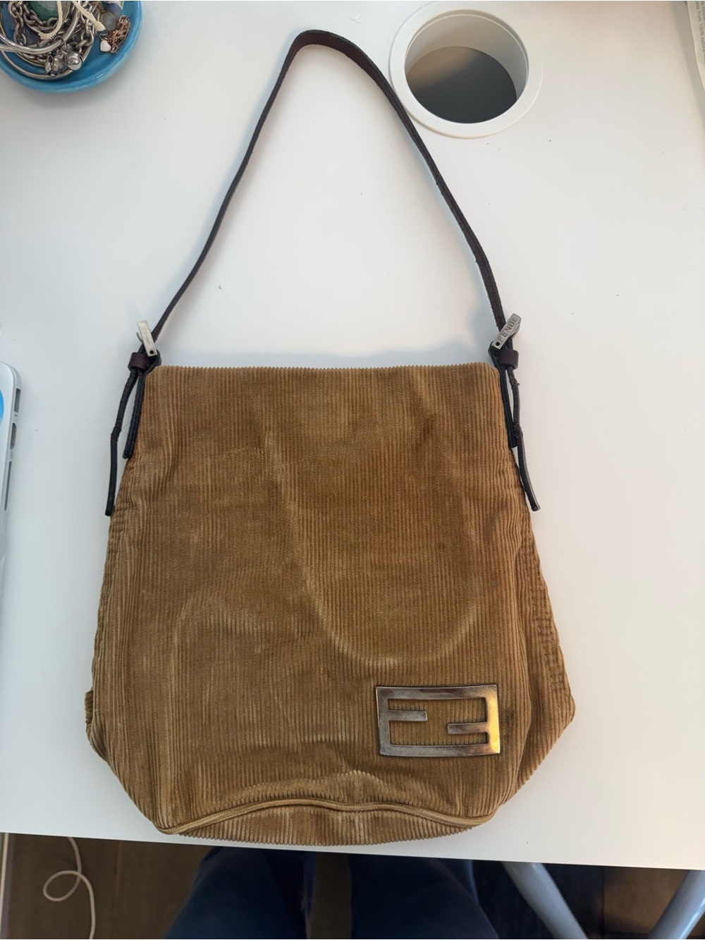 Authentic vintage Fendi corduroy shoulder bag